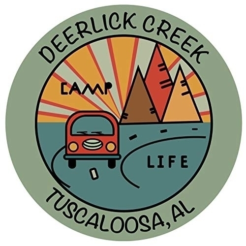 Deerlick Creek Tuscaloosa Alabama Souvenir Decorative Stickers (Choose Theme And Size) - 4-Pack, 4-Inch, Camp Life