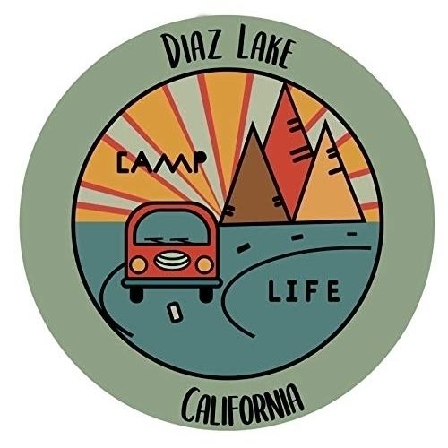 Diaz Lake California Souvenir Decorative Stickers (Choose Theme And Size) - 4-Pack, 8-Inch, Camp Life