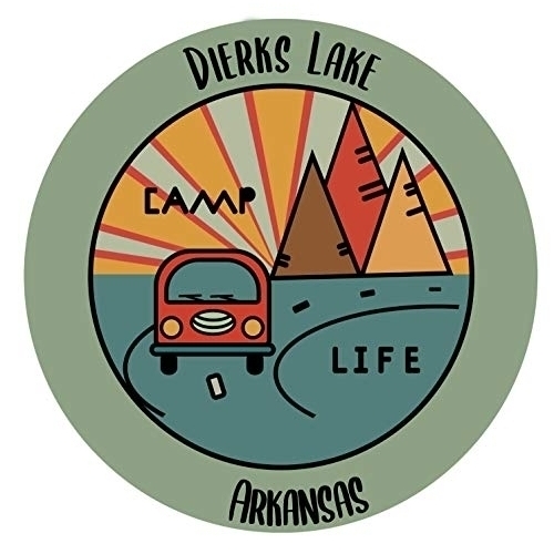 Dierks Lake Arkansas Souvenir Decorative Stickers (Choose Theme And Size) - 4-Pack, 2-Inch, Camp Life