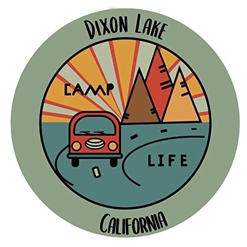 Dixon Lake California Souvenir Decorative Stickers (Choose Theme And Size) - 4-Pack, 8-Inch, Camp Life