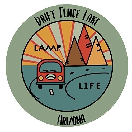 Drift Fence Lake Arizona Souvenir Decorative Stickers (Choose Theme And Size) - 4-Pack, 2-Inch, Camp Life