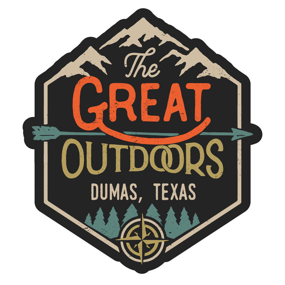 Dumas Texas Souvenir Decorative Stickers (Choose Theme And Size) - 4-Pack, 8-Inch, Great Outdoors