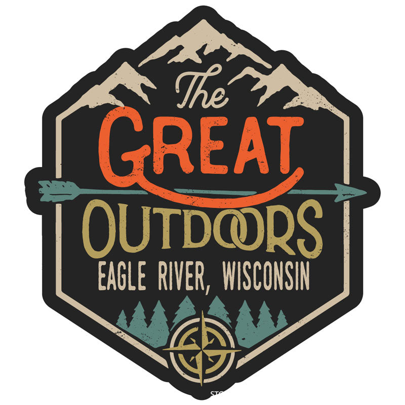Eagle River Wisconsin Souvenir Decorative Stickers (Choose Theme And Size) - 4-Pack, 4-Inch, Great Outdoors