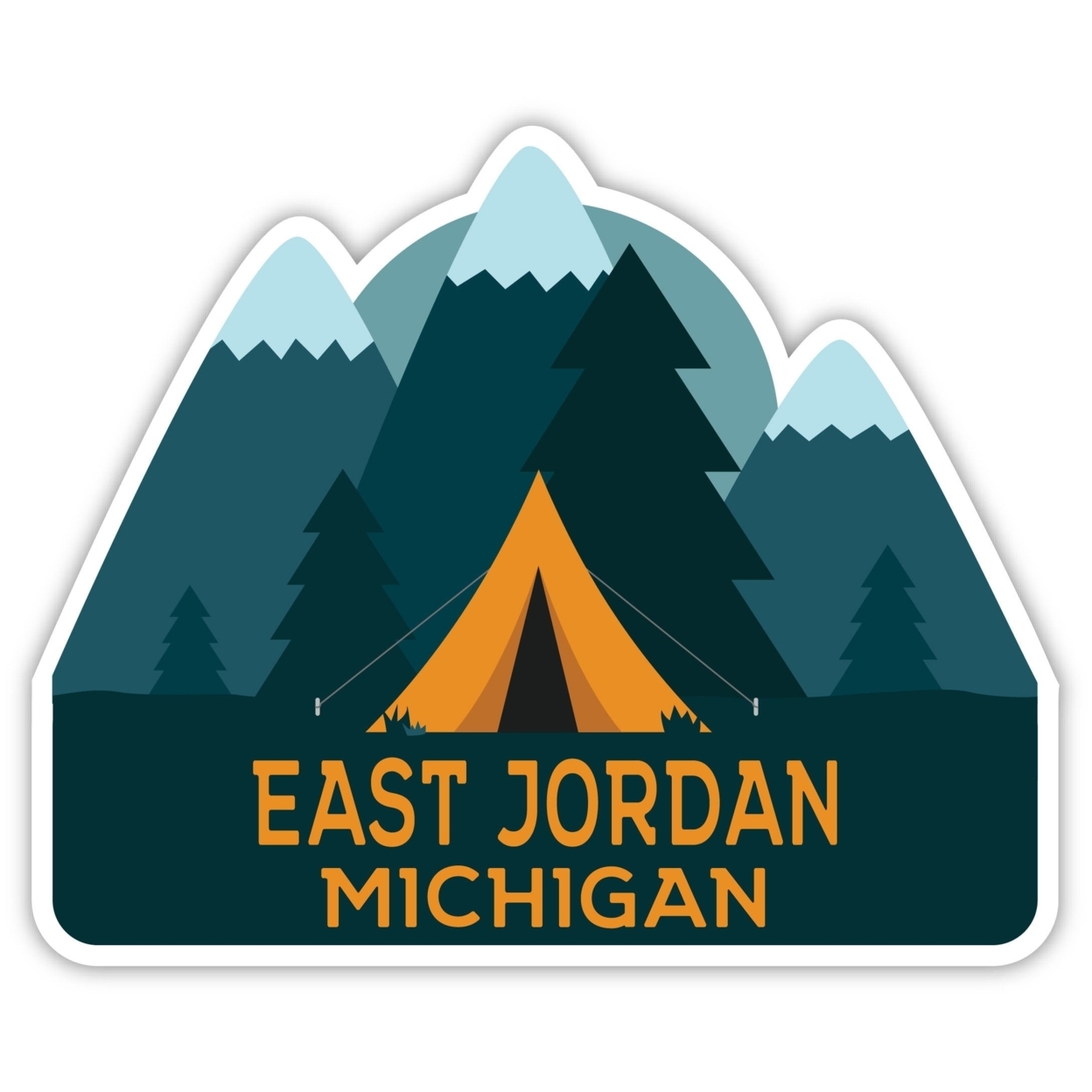 East Jordan Michigan Souvenir Decorative Stickers (Choose Theme And Size) - 4-Pack, 2-Inch, Tent