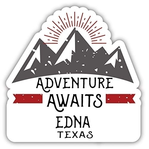 Edna Texas Souvenir Decorative Stickers (Choose Theme And Size) - 4-Pack, 6-Inch, Adventures Awaits