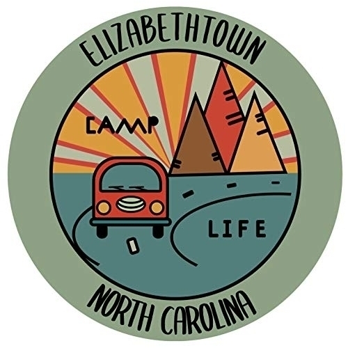 Elizabethtown North Carolina Souvenir Decorative Stickers (Choose Theme And Size) - Single Unit, 4-Inch, Camp Life