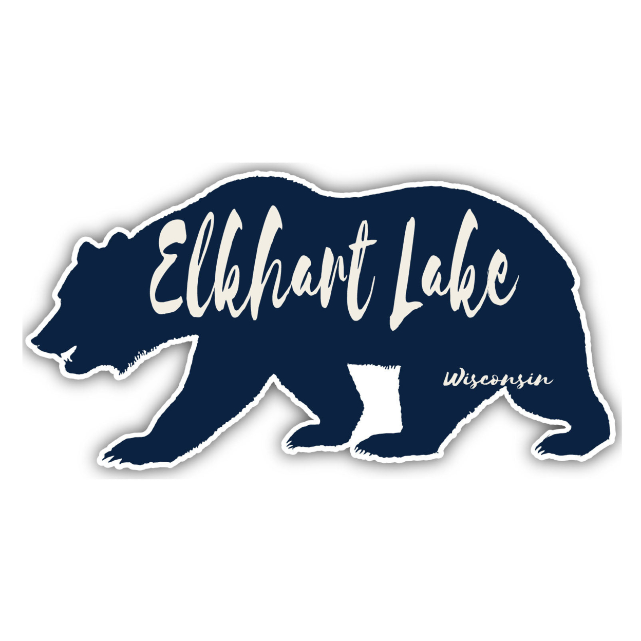 Elkhart Lake Wisconsin Souvenir Decorative Stickers (Choose Theme And Size) - 4-Pack, 12-Inch, Bear