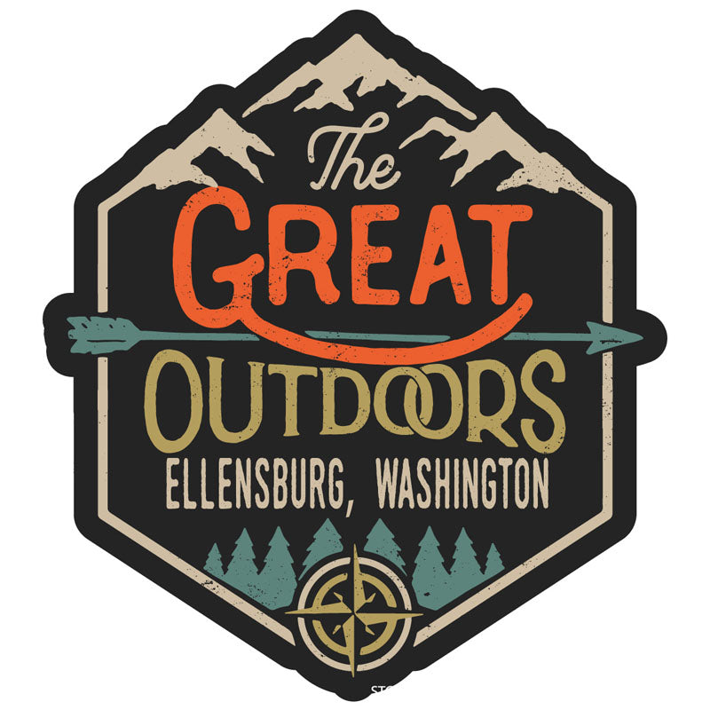 Ellensburg Washington Souvenir Decorative Stickers (Choose Theme And Size) - 4-Pack, 8-Inch, Great Outdoors