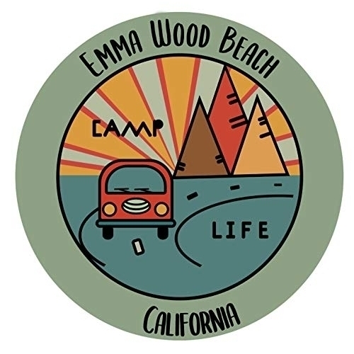 Emma Wood Beach California Souvenir Decorative Stickers (Choose Theme And Size) - Single Unit, 4-Inch, Camp Life