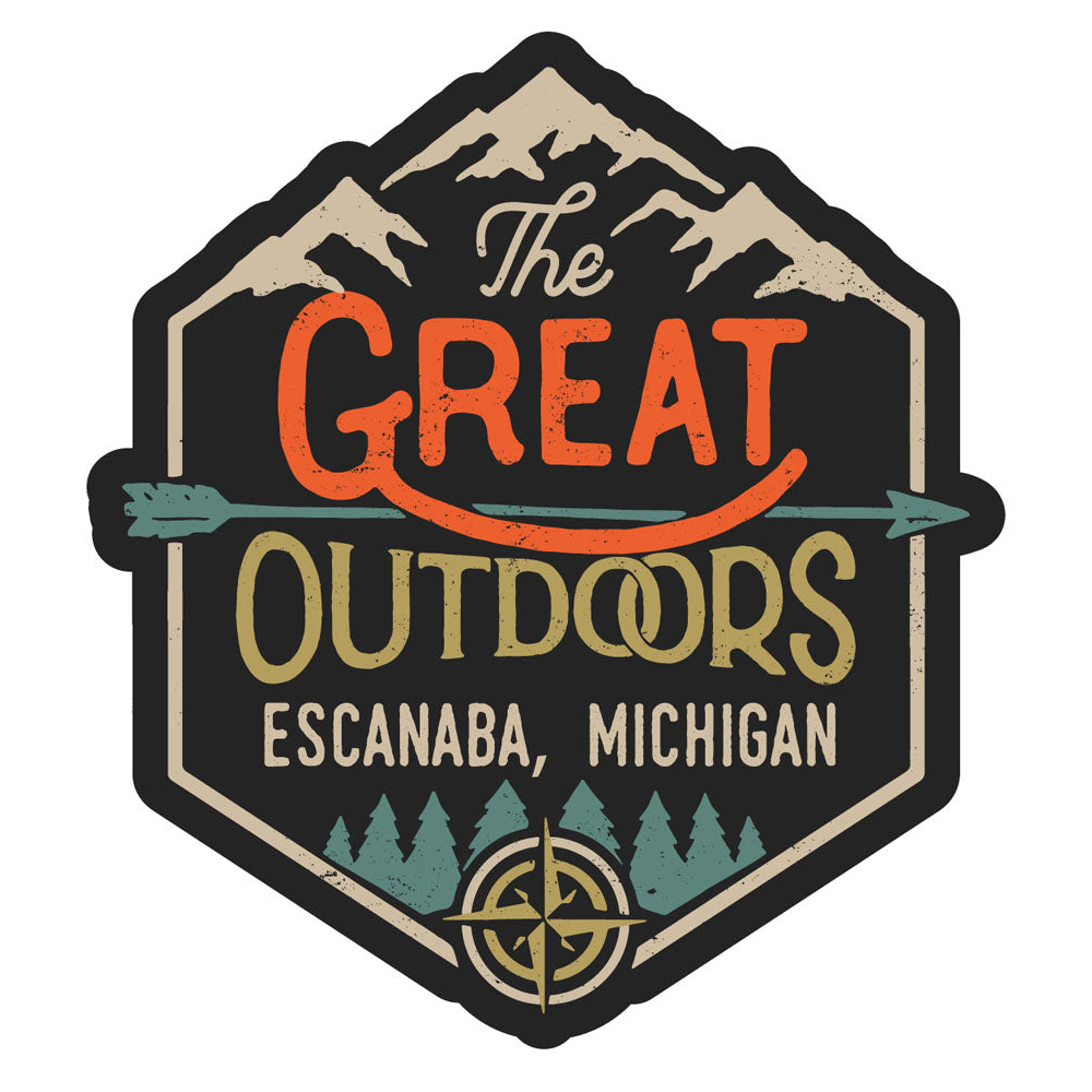 Escanaba Michigan Souvenir Decorative Stickers (Choose Theme And Size) - 4-Pack, 12-Inch, Great Outdoors