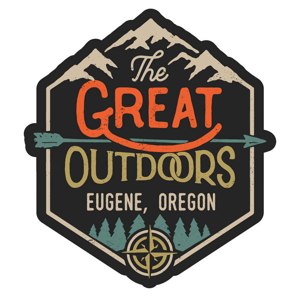 Eugene Oregon Souvenir Decorative Stickers (Choose Theme And Size) - Single Unit, 10-Inch, Great Outdoors