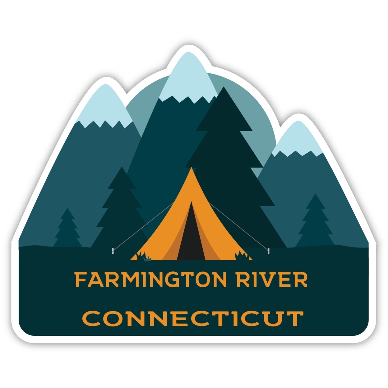 Farmington River Connecticut Souvenir Decorative Stickers (Choose Theme And Size) - 4-Pack, 10-Inch, Tent