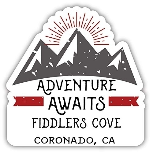 Fiddlers Cove Coronado California Souvenir Decorative Stickers (Choose Theme And Size) - 4-Pack, 4-Inch, Adventures Awaits
