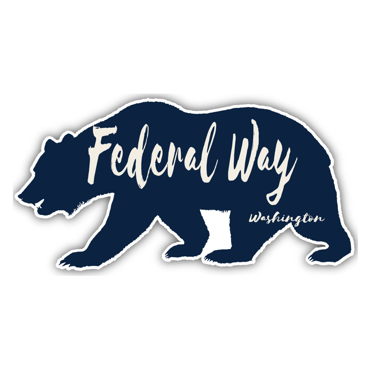 Federal Way Washington Souvenir Decorative Stickers (Choose Theme And Size) - 4-Pack, 10-Inch, Bear