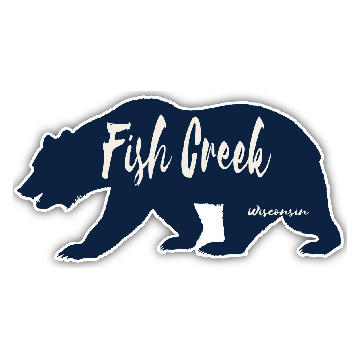 Fish Creek Wisconsin Souvenir Decorative Stickers (Choose Theme And Size) - Single Unit, 12-Inch, Bear