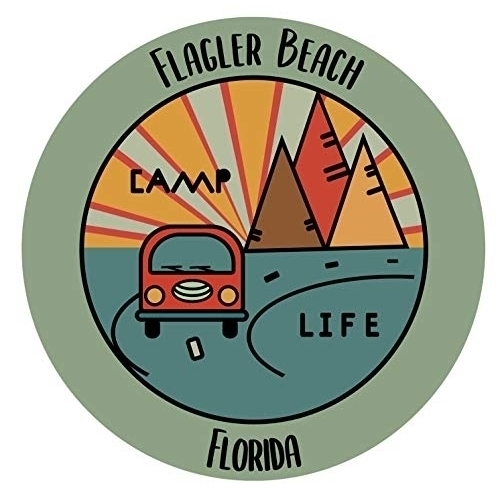 Flagler Beach Florida Souvenir Decorative Stickers (Choose Theme And Size) - 4-Pack, 4-Inch, Camp Life