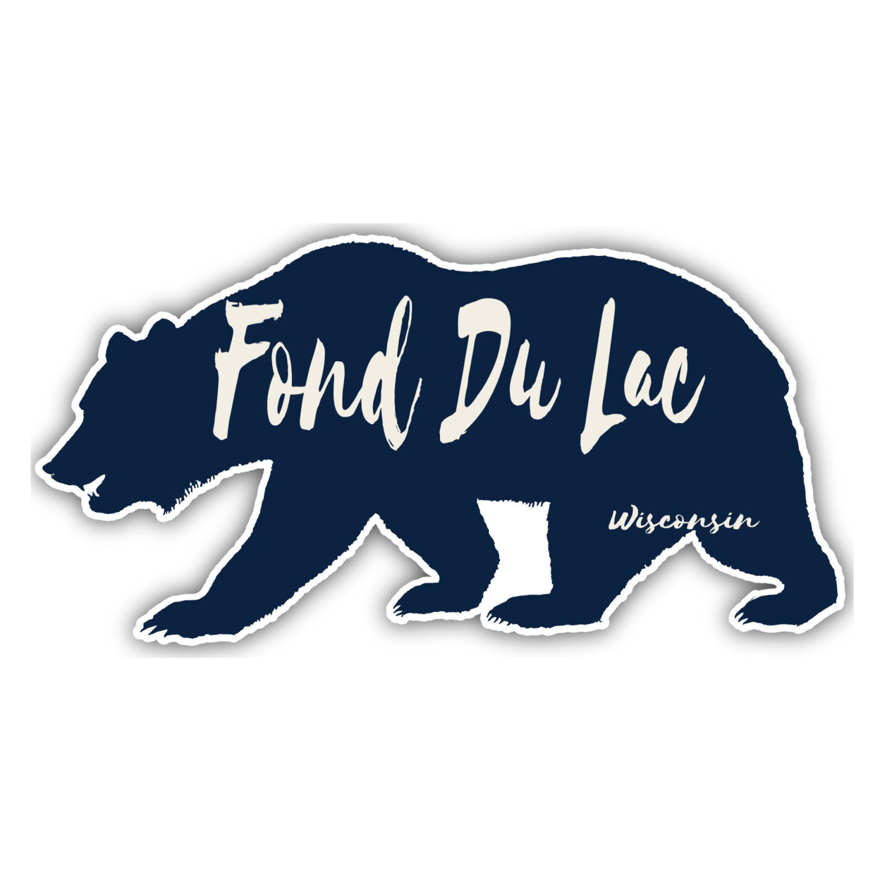 Fond Du Lac Wisconsin Souvenir Decorative Stickers (Choose Theme And Size) - Single Unit, 12-Inch, Bear