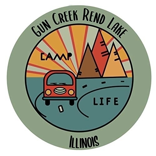 Gun Creek Rend Lake Illinois Souvenir Decorative Stickers (Choose Theme And Size) - 4-Pack, 8-Inch, Camp Life