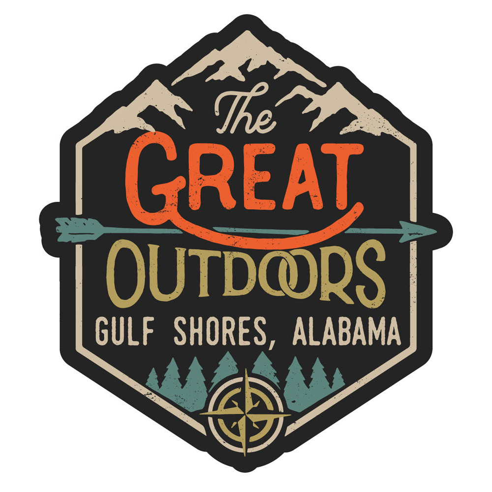 Gulf Shores Alabama Souvenir Decorative Stickers (Choose Theme And Size) - 4-Pack, 8-Inch, Great Outdoors