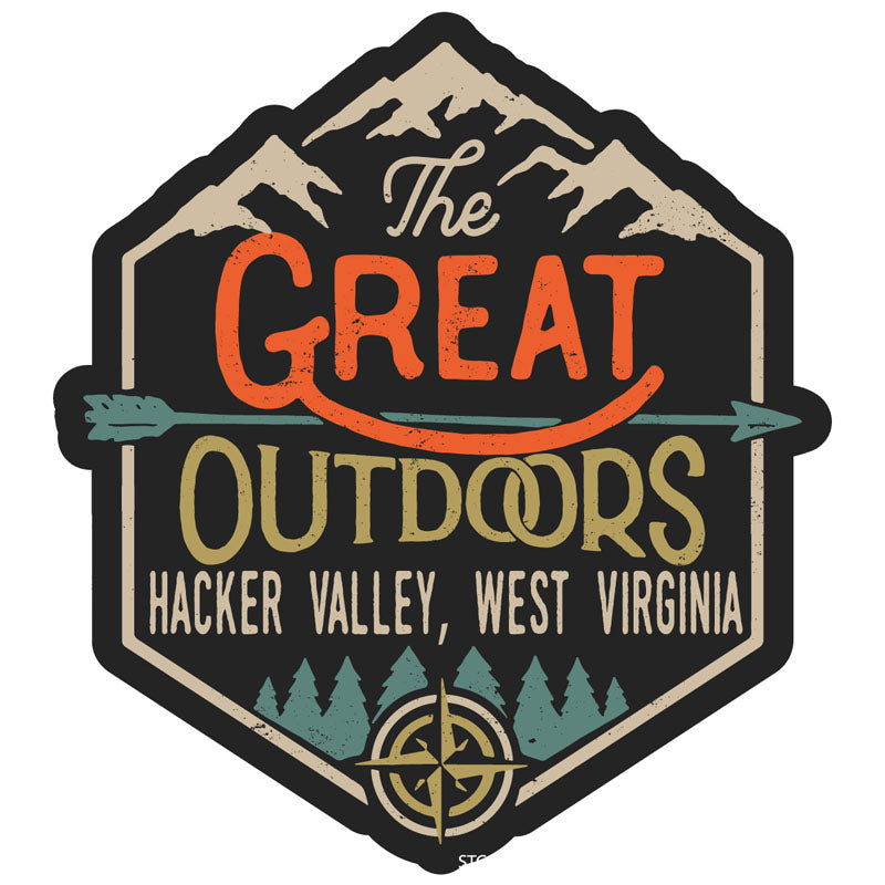 Hacker Valley West Virginia Souvenir Decorative Stickers (Choose Theme And Size) - 4-Pack, 12-Inch, Great Outdoors