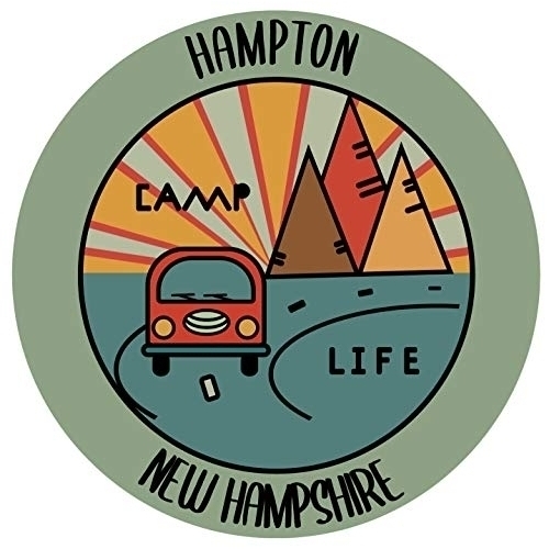Hampton New Hampshire Souvenir Decorative Stickers (Choose Theme And Size) - 4-Pack, 8-Inch, Camp Life