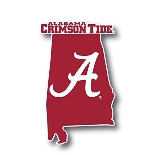 Alabama Crimson Tide 4 Inch State Shape Vinyl Decal Sticker - Alumni Single