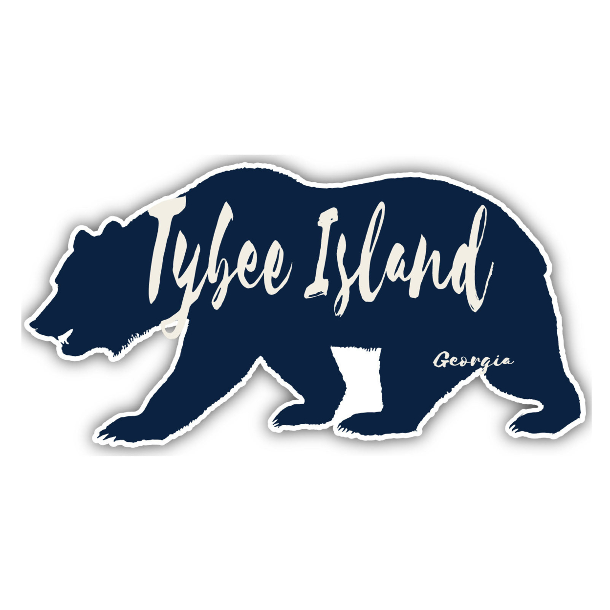 Tybee Island Georgia Souvenir Decorative Stickers (Choose Theme And Size) - Single Unit, 4-Inch, Bear