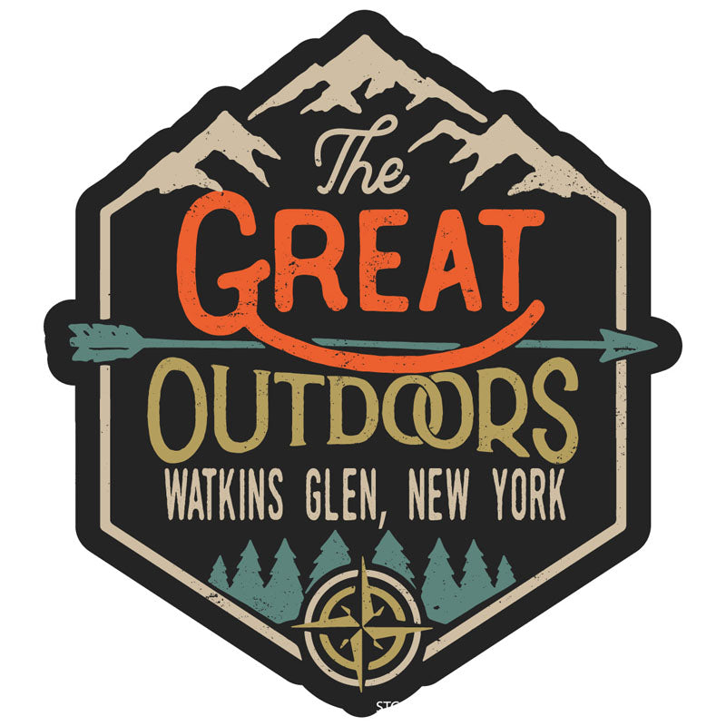 Watkins Glen New York Souvenir Decorative Stickers (Choose Theme And Size) - Single Unit, 4-Inch, Great Outdoors
