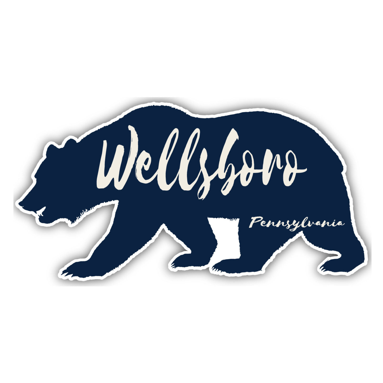 Wellsboro Pennsylvania Souvenir Decorative Stickers (Choose Theme And Size) - Single Unit, 4-Inch, Bear