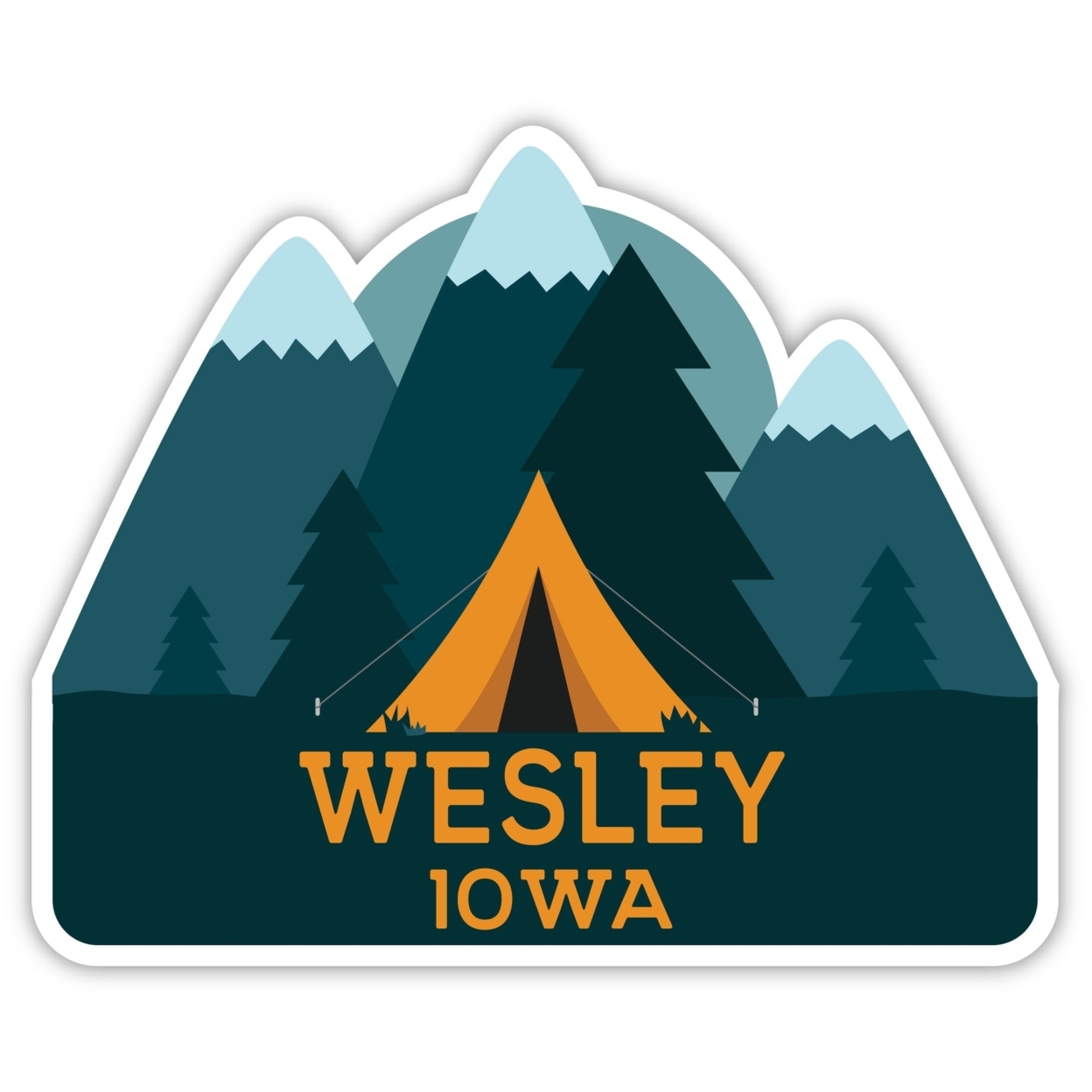 Wesley Iowa Souvenir Decorative Stickers (Choose Theme And Size) - Single Unit, 4-Inch, Tent