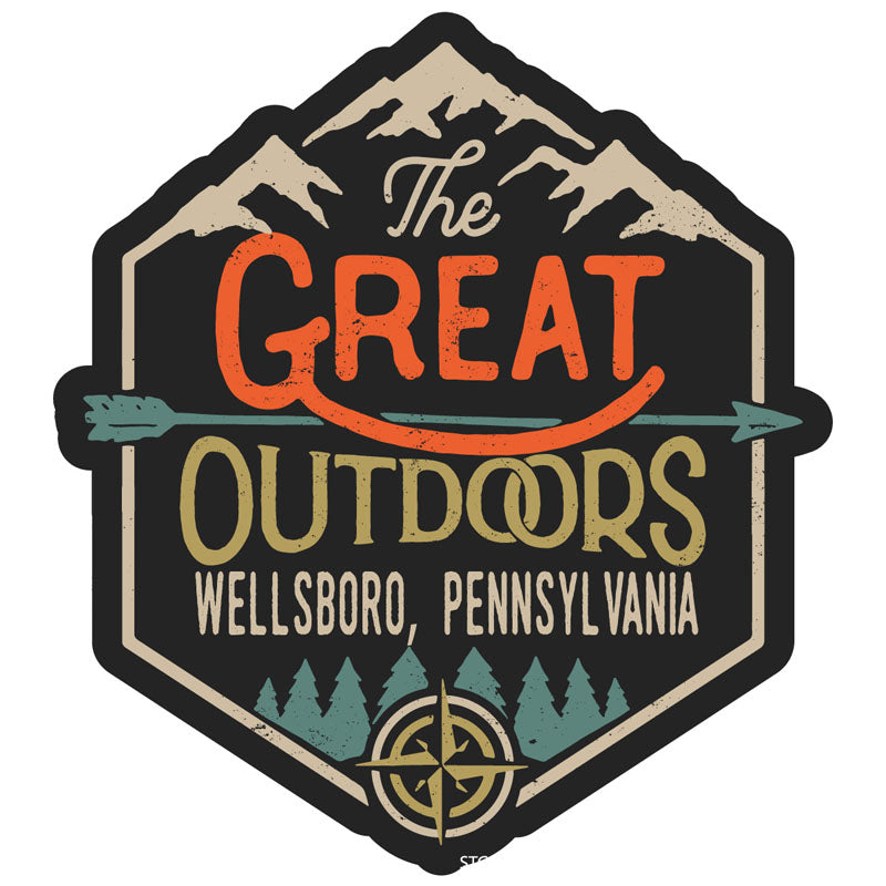 Wellsboro Pennsylvania Souvenir Decorative Stickers (Choose Theme And Size) - Single Unit, 4-Inch, Tent