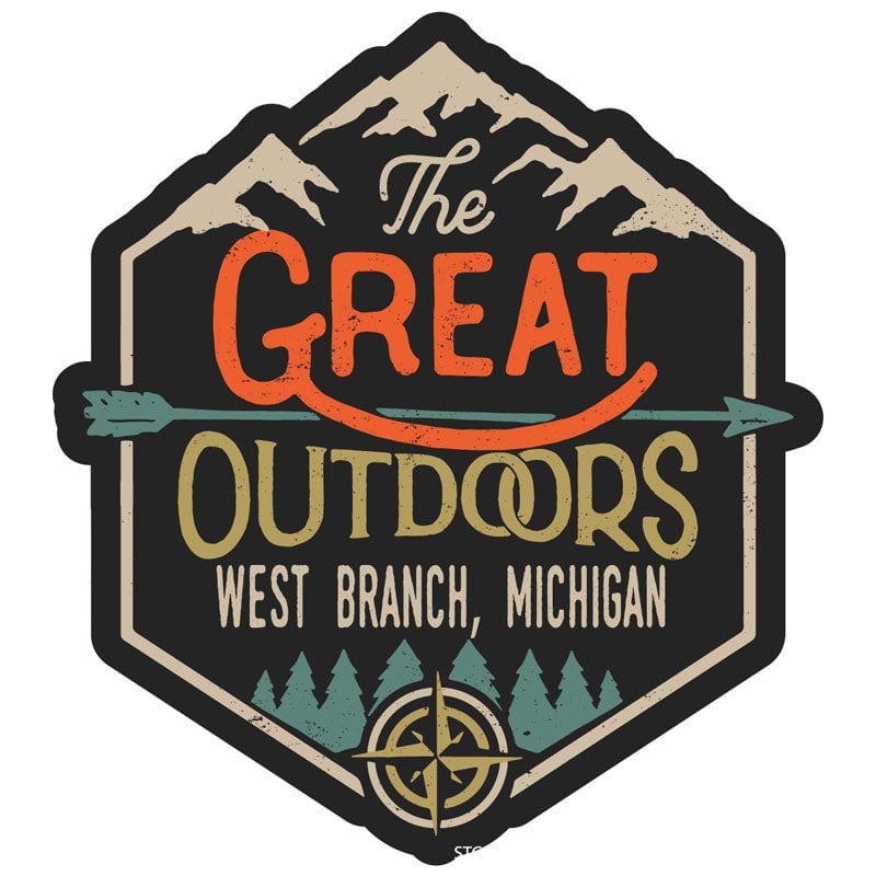 West Branch Michigan Souvenir Decorative Stickers (Choose Theme And Size) - Single Unit, 2-Inch, Adventures Awaits