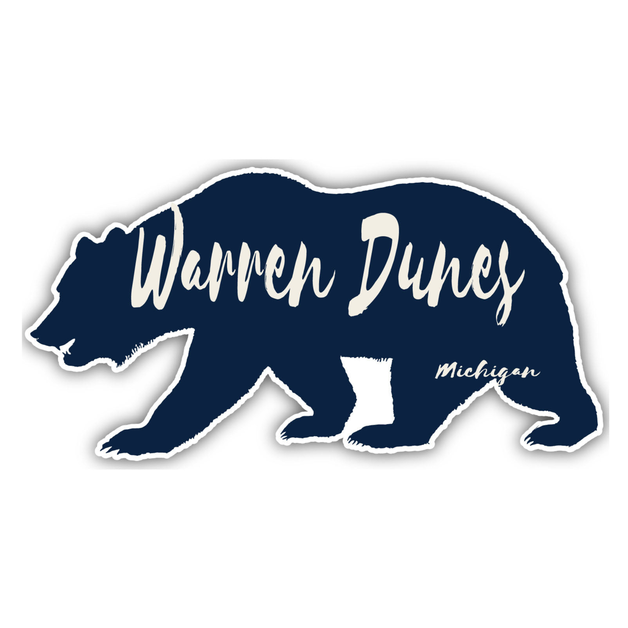 Warren Dunes Michigan Souvenir Decorative Stickers (Choose Theme And Size) - Single Unit, 2-Inch, Bear