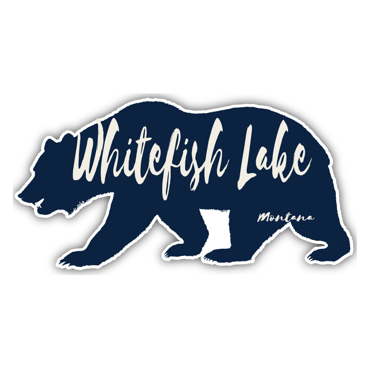 Whitefish Lake Montana Souvenir Decorative Stickers (Choose Theme And Size) - Single Unit, 2-Inch, Bear