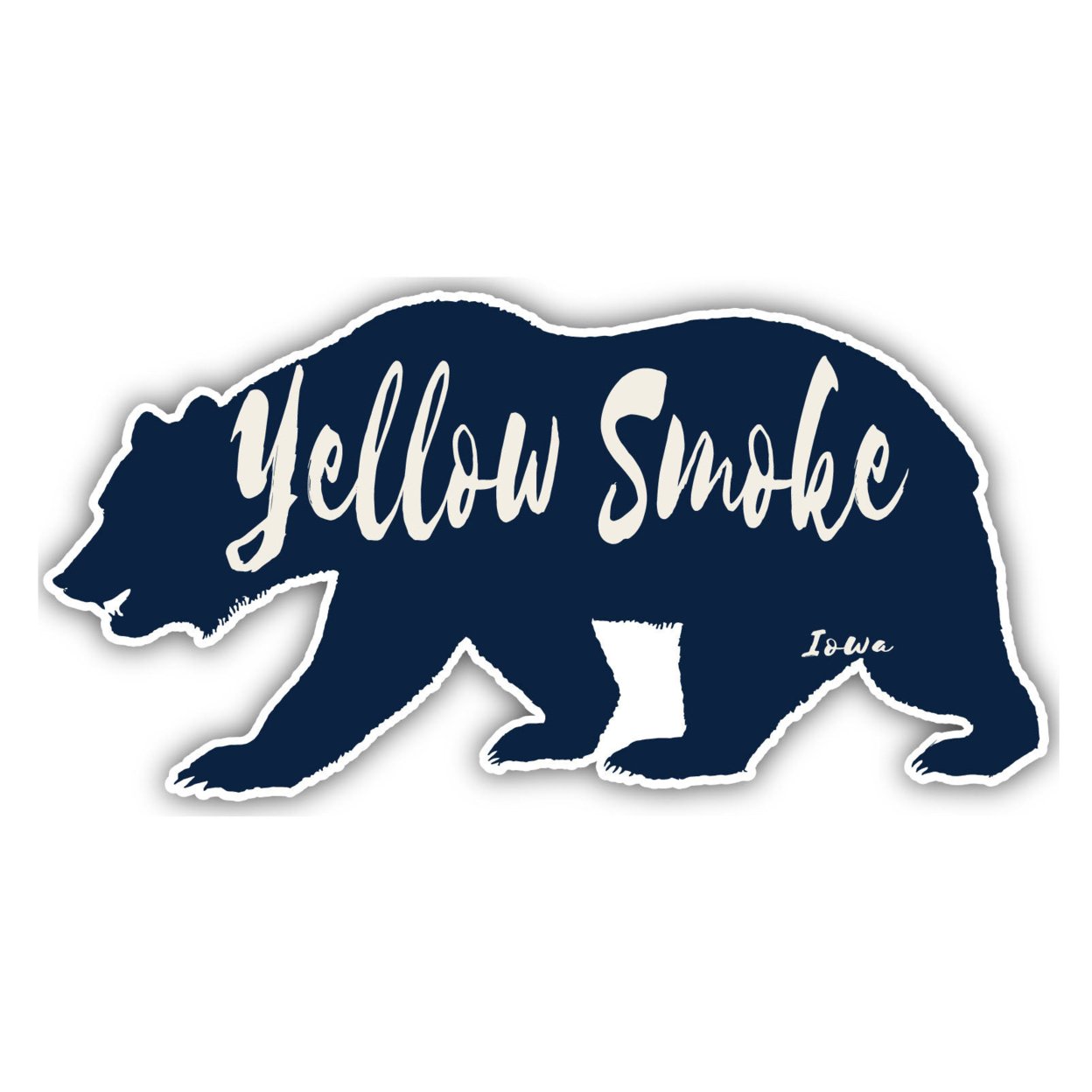 Yellow Smoke Iowa Souvenir Decorative Stickers (Choose Theme And Size) - Single Unit, 4-Inch, Bear