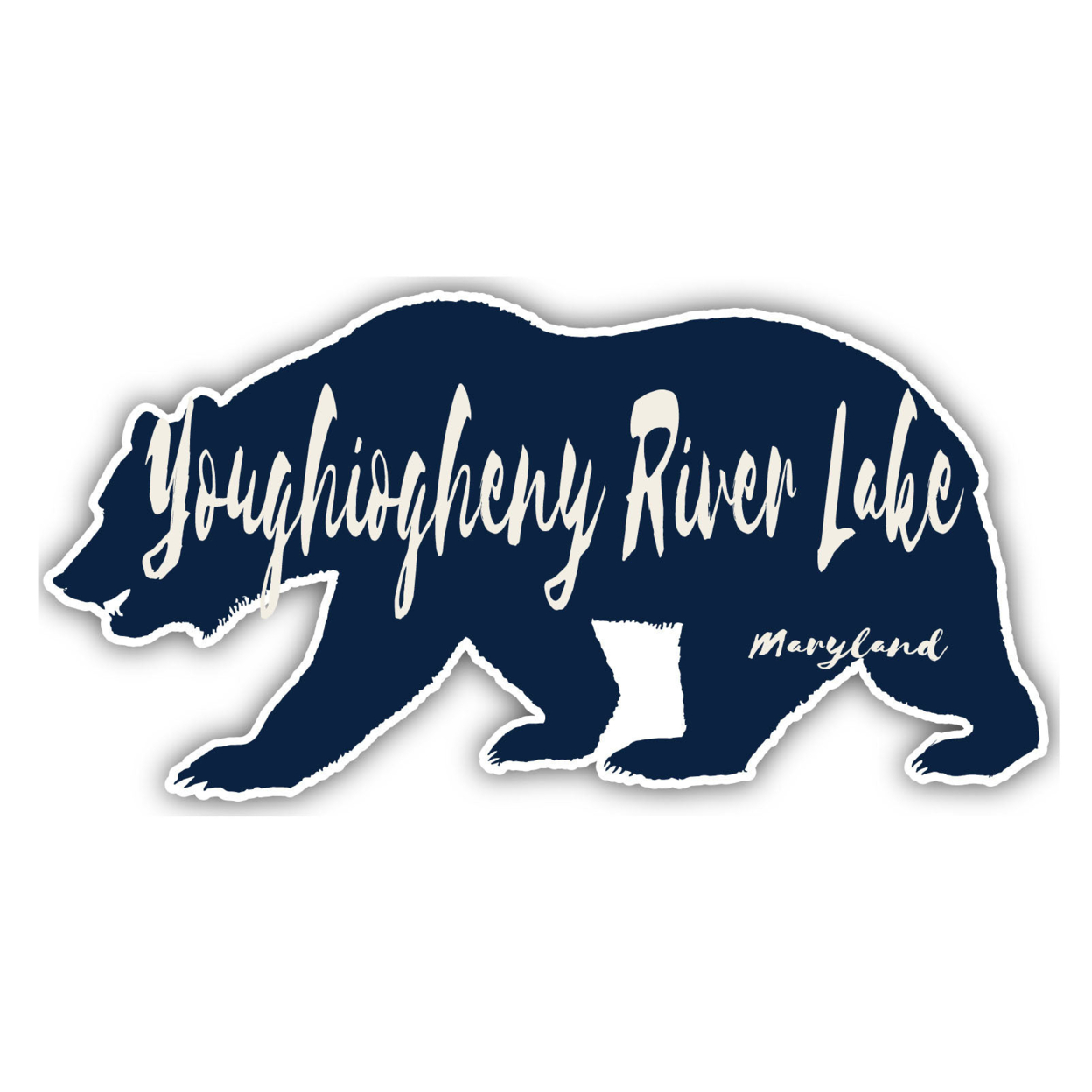 Youghiogheny River Lake Maryland Souvenir Decorative Stickers (Choose Theme And Size) - Single Unit, 4-Inch, Bear