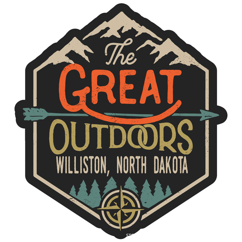 Williston North Dakota Souvenir Decorative Stickers (Choose Theme And Size) - Single Unit, 4-Inch, Great Outdoors