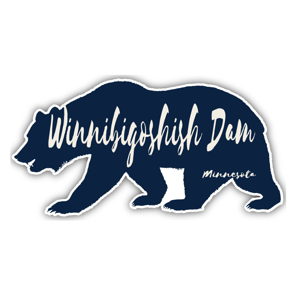 Winnibigoshish Dam Minnesota Souvenir Decorative Stickers (Choose Theme And Size) - Single Unit, 2-Inch, Bear