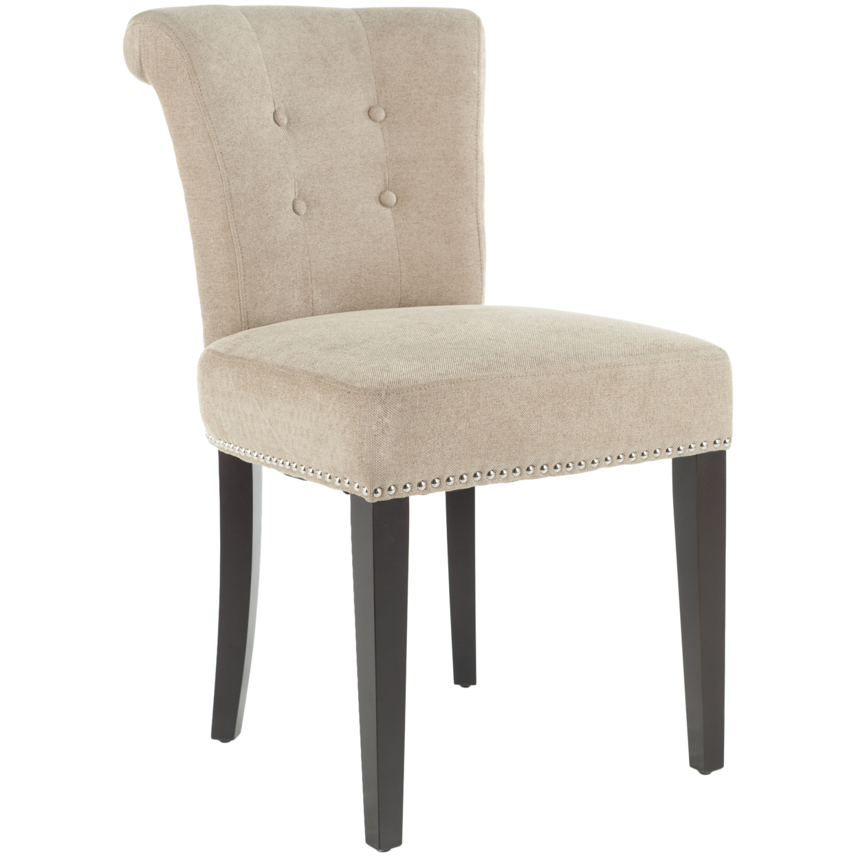 SAFAVIEH Sinclaire 21''H KD Side Chair Set Of 2 Silver Nail Head Wheat / Espresso