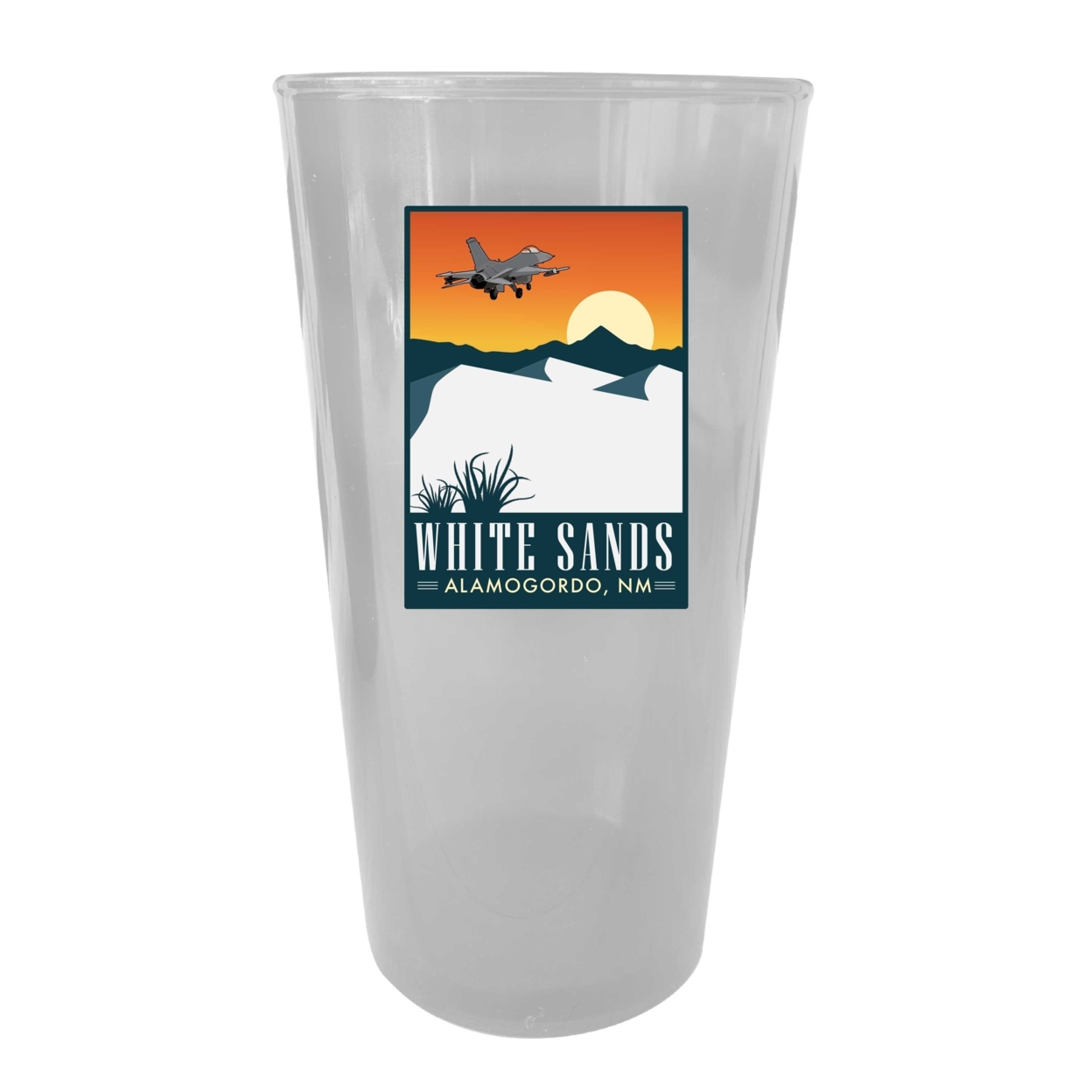 White Sands Alamogordo New Mexico Clear Plastic 16 Oz Pint Choice Of Design - Design B