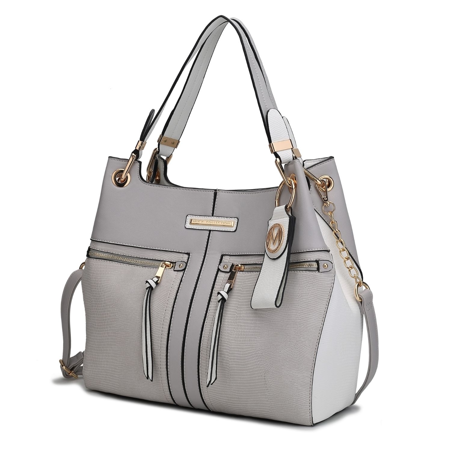 MKF Collection Sofia Tote 2 Pcs Handbag With Keyring By Mia K. - Light Gray
