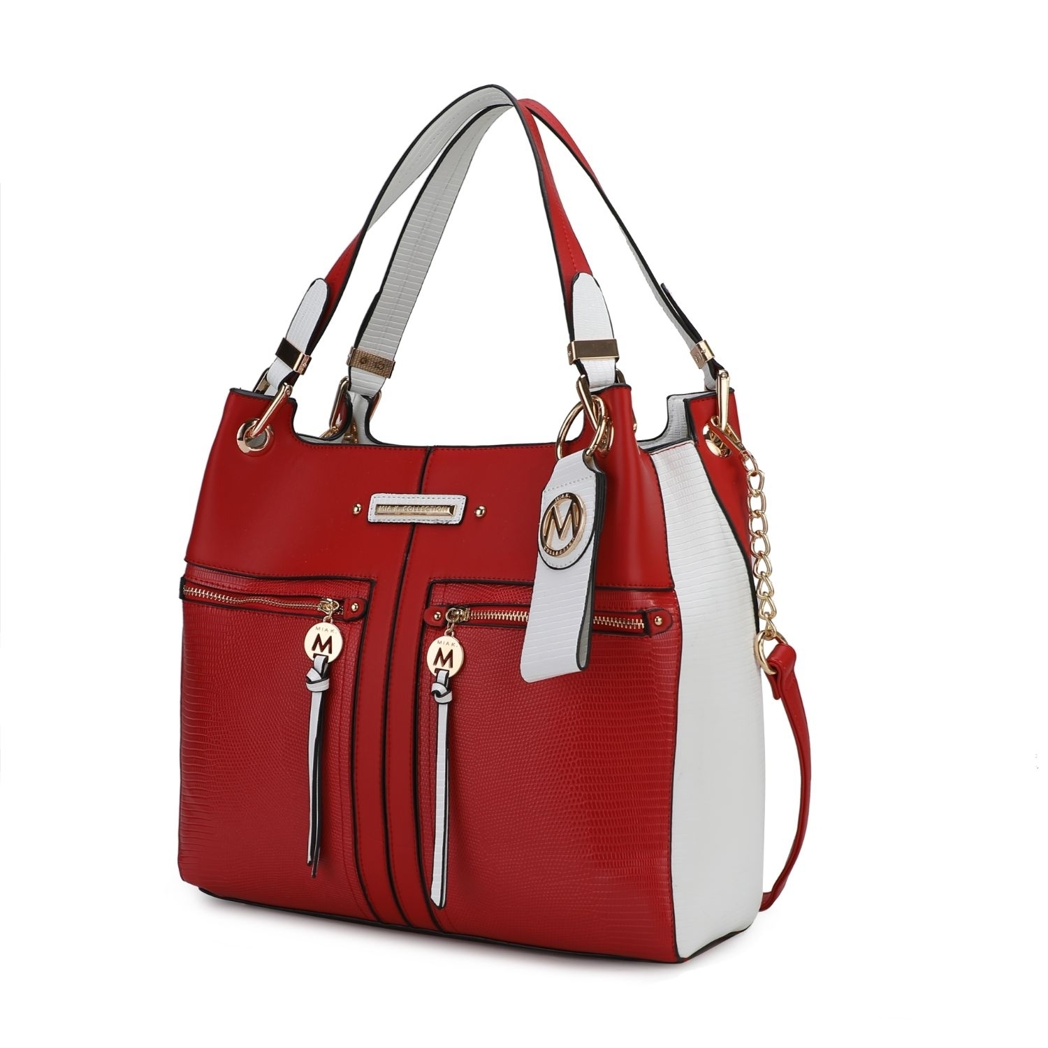 MKF Collection Sofia Tote 2 Pcs Handbag With Keyring By Mia K. - Red