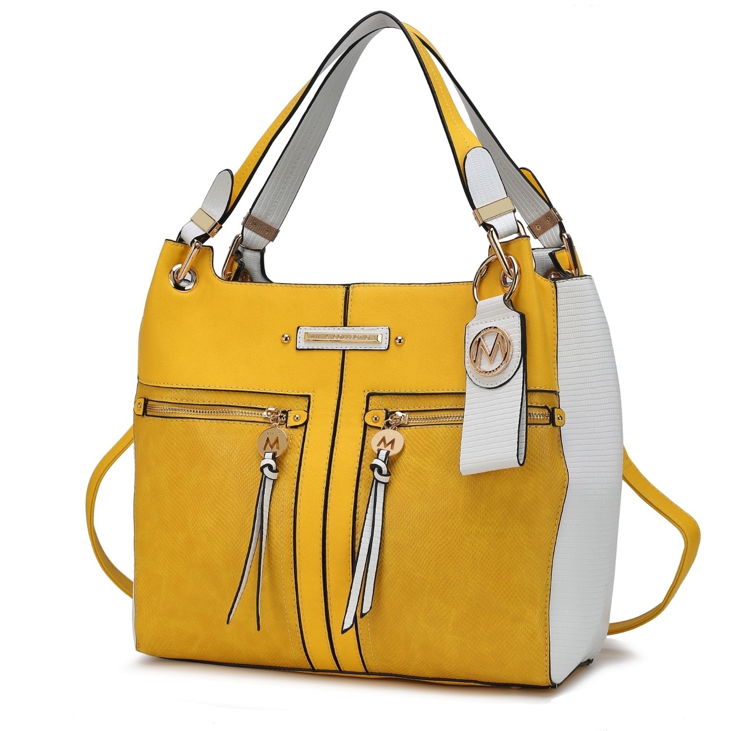 MKF Collection Sofia Tote 2 Pcs Handbag With Keyring By Mia K. - Yellow