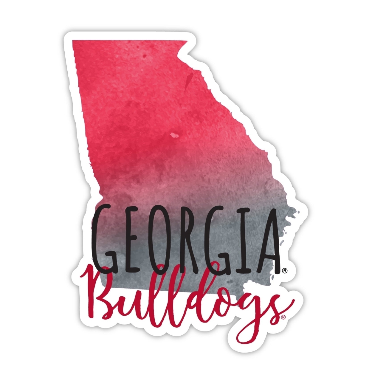Georgia Bulldogs Watercolor State Die Cut Decal