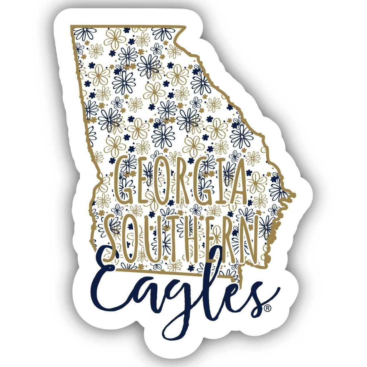 Georgia Southern Eagles Floral State Die Cut Decal 4-Inch