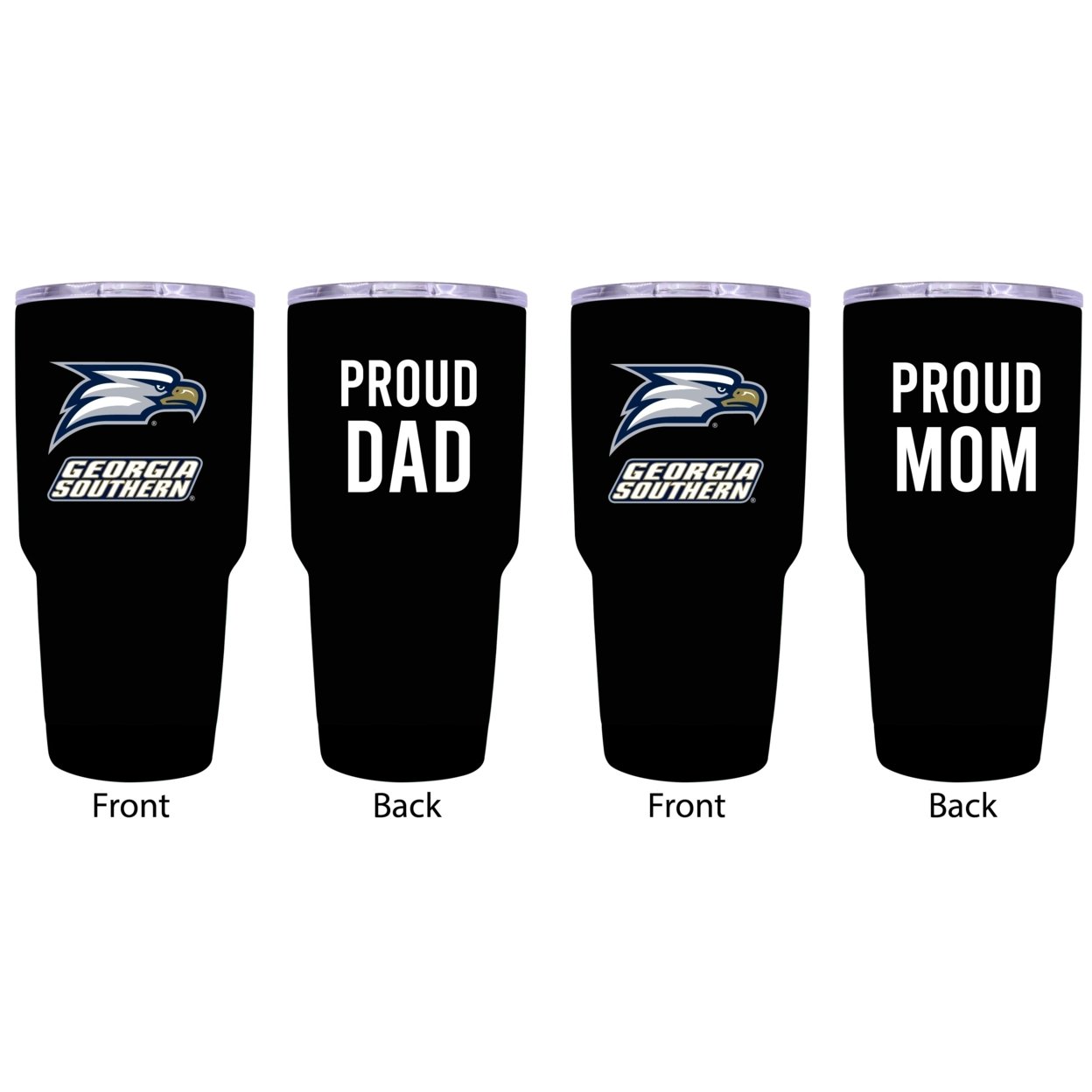 Georgia Southern Eagles Proud Mom And Dad 24 Oz Insulated Stainless Steel Tumblers 2 Pack Black.