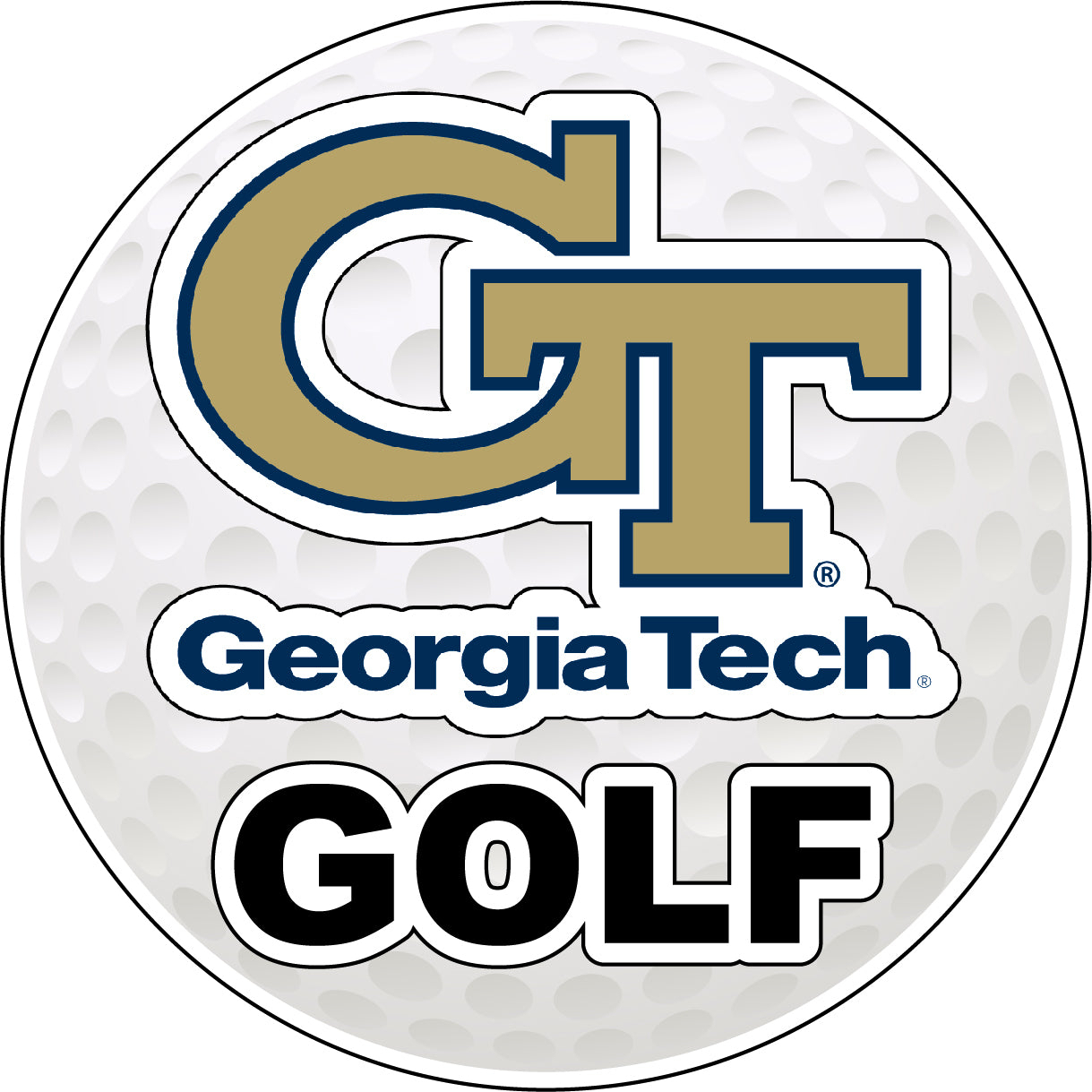Georgia Tech Yellow Jackets 4-Inch Round Golf Ball Vinyl Decal Sticker