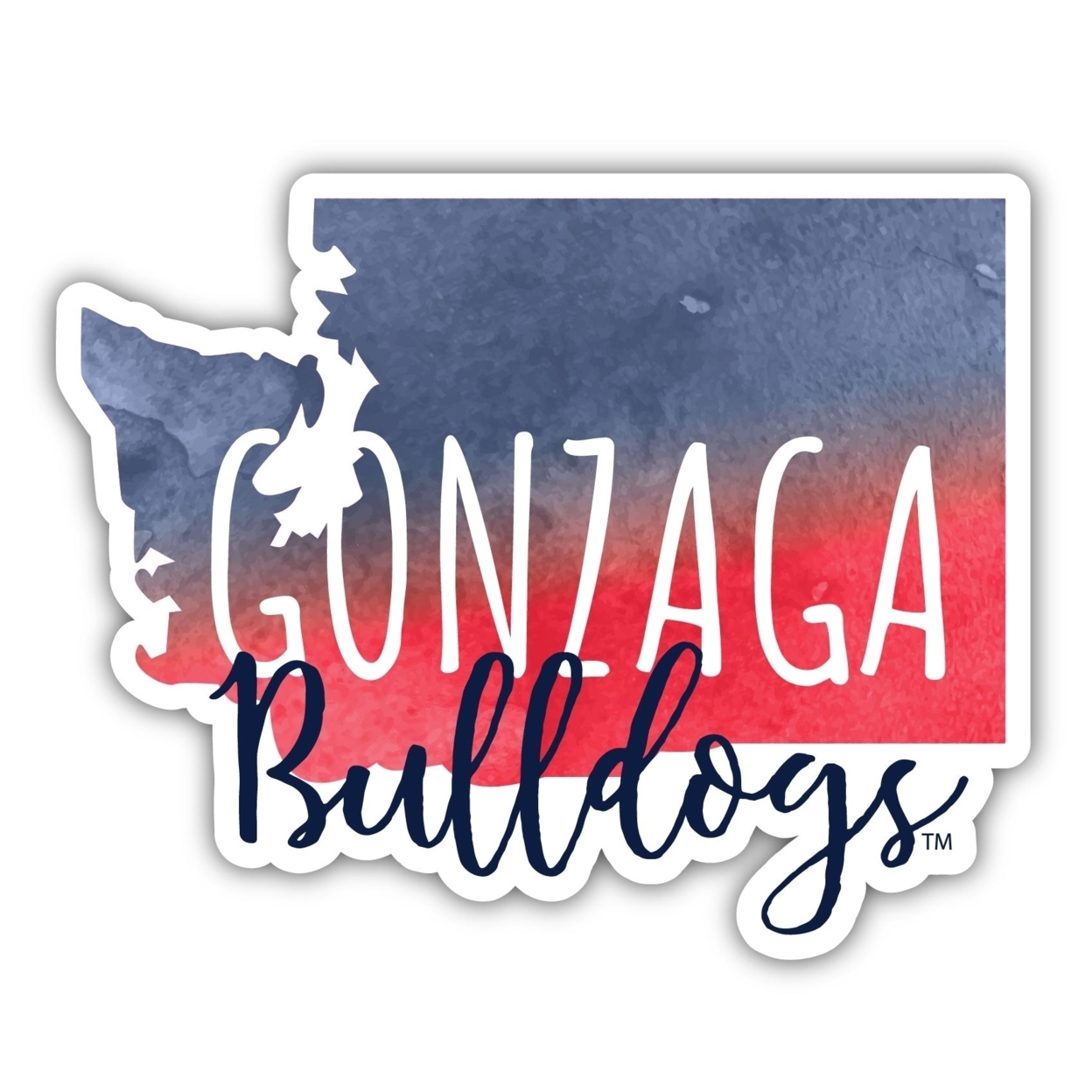 Gonzaga Bulldogs Watercolor State Die Cut Decal 2-Inch