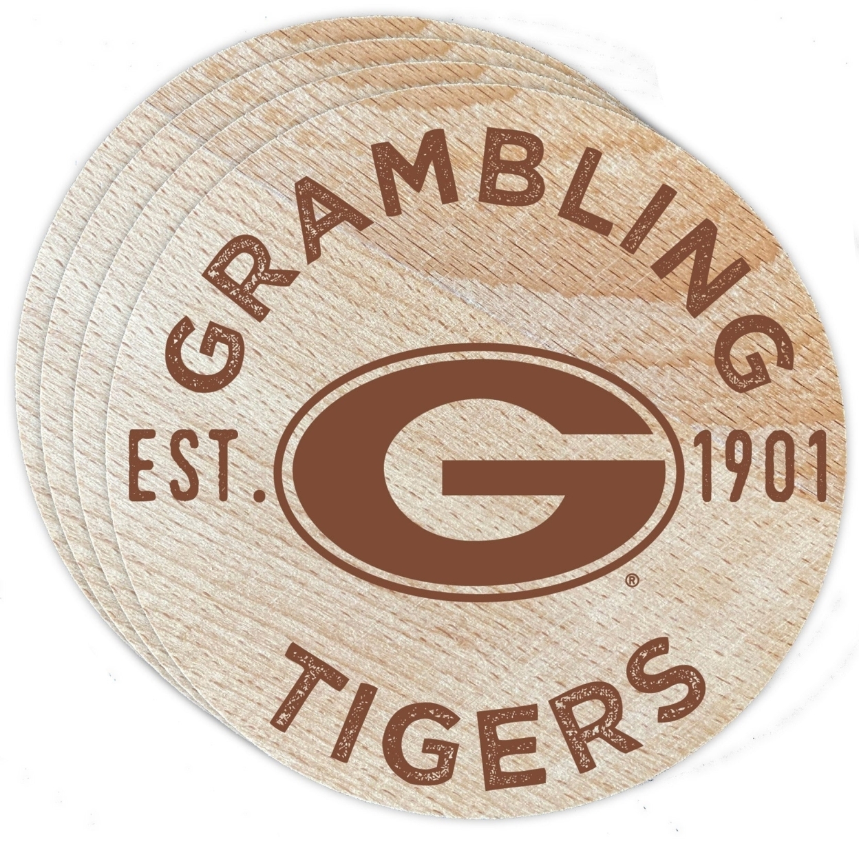 Grambling State Tigers Wood Coaster Engraved 4 Pack
