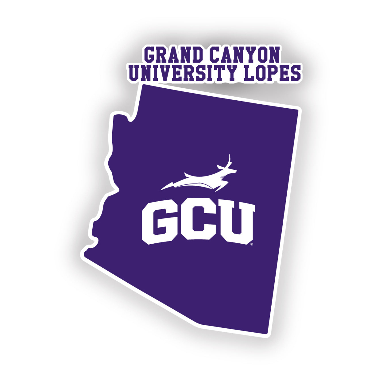 Grand Canyon University Lopes 4 Inch State Shape Vinyl Decal Sticker